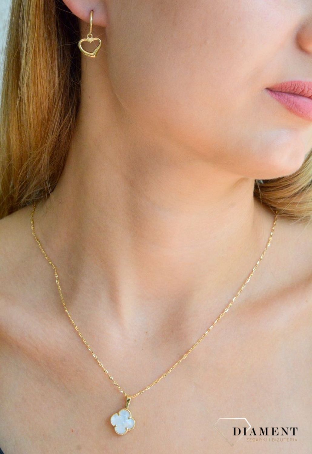 Złote kolczyki damskie 375 wiszące serduszka na kółeczku KL 8723 375.jpg